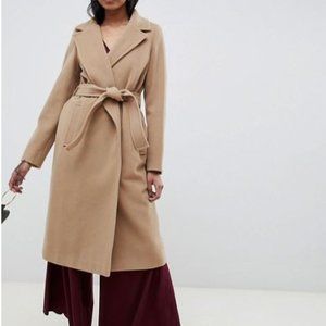 Emme Fatuo Longline Camel Coat with Tie Waist US 6